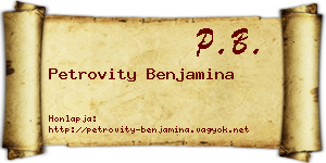 Petrovity Benjamina névjegykártya
